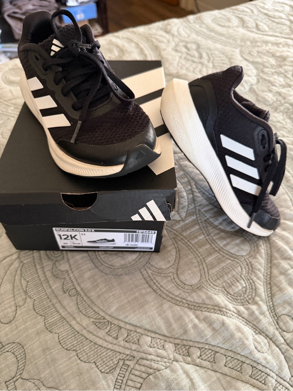 adidas Kids Black and White Athletic Sneakers size 12 only worn a few times.
